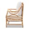 Baxton Studio Brandon Modern Bohemian White Fabric Upholstered and Natural Brown Rattan Armchair 203-12671 - alternate 7